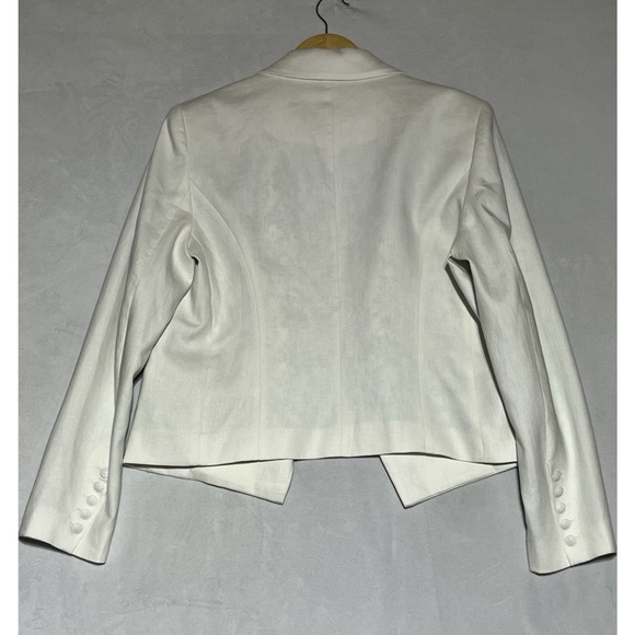 Elie Tahari Blazer Double Breasted Womens 8 White Linen Blend Open Career Office - Picture 2 of 15